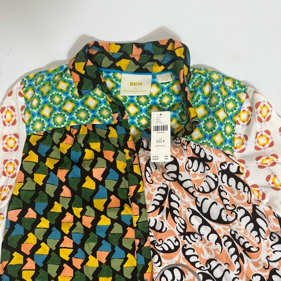 ANTHROPOLOGIE MAEVE CONTRAST BUTTONDOWN SHIRT SIZE XXSP MULTICOLOR NWT - Picture 13 of 16